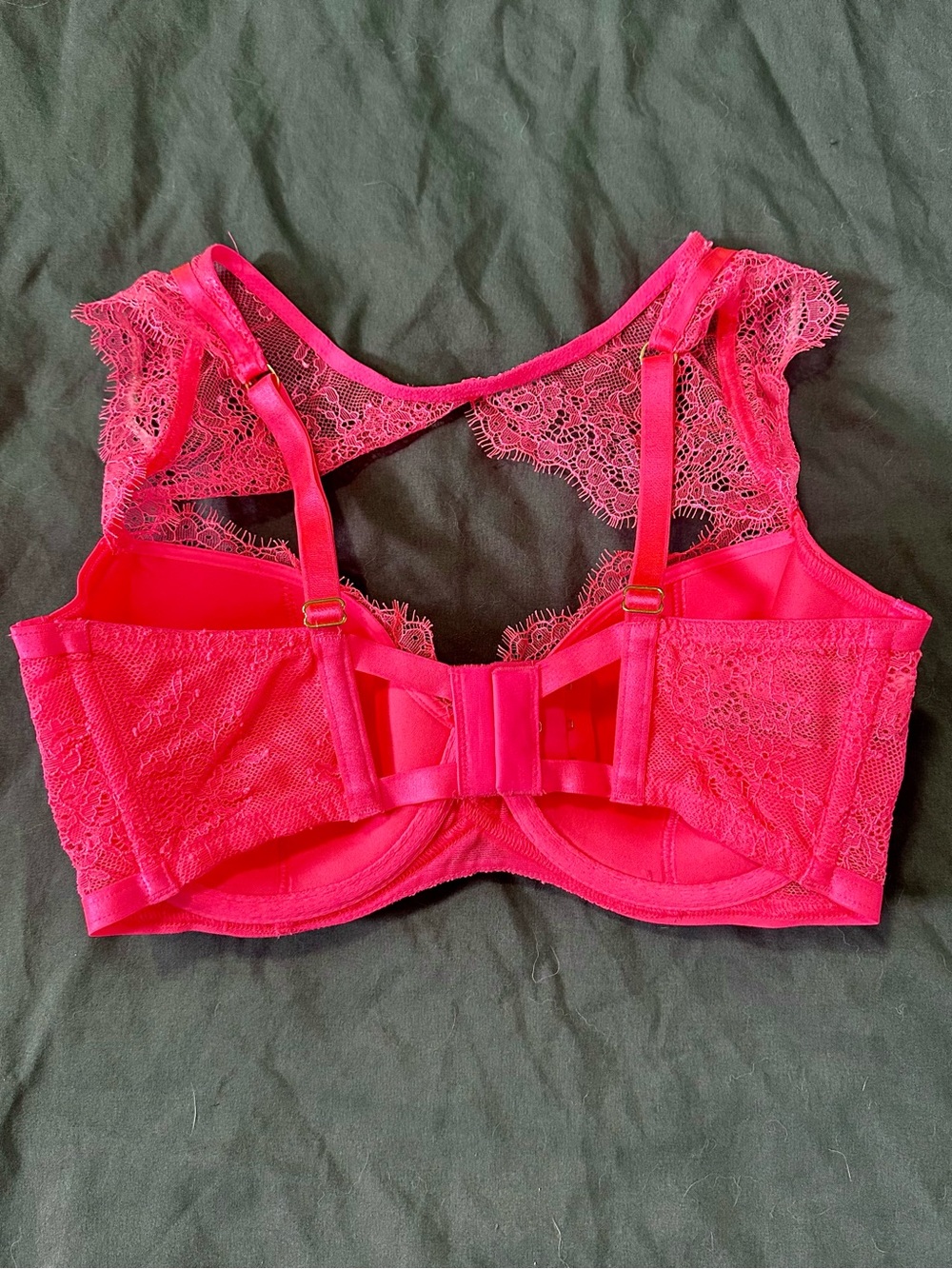 Victoria’s Secret Very Sexy Neon Pink Lace Bra & Panty Set 32DD Medium NWT Y2K - Picture 7 of 9